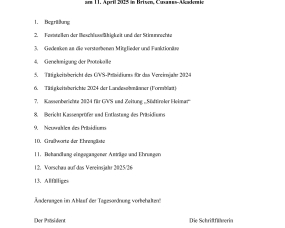 Jahreshauptversammlung 2025 – Tagesordnung